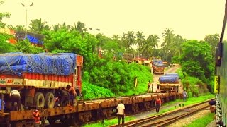 IRI Unloading Trucks From RORO Train at Last Station of Konkan Railway near Manglore [upl. by Ixel658]