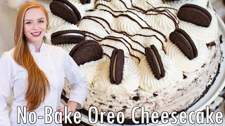 The BEST NoBake Oreo Cheesecake Recipe With Oreo Cookie Crust [upl. by Yema]