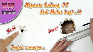 Cara mudah menambal dinding  plafon gipsum yang bolong [upl. by Warfold]