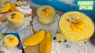 Mango Sago Pudding RecipeDelicious and Easy summer dessert [upl. by Adiesirb]