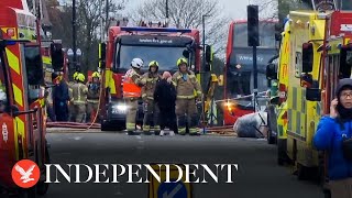 London fire Over eight engines and crew tackle restaurant blaze on Acton High Street [upl. by Ecahc]