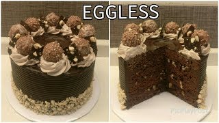 EGGLESS Hazelnut Cake recipe  EGGLESS Ferrero Rosher Cake recipe [upl. by Worra]