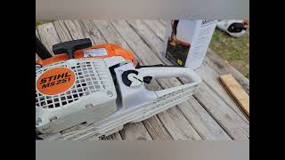 Chainsaw STIHL MS 251 wood boss cold start [upl. by Sakovich113]