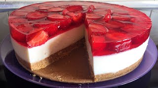 ЧИЗКЕЙК с клубникой🍓Творожный Торт Без Выпечки С Клубникой и Желе Cheesecake with strawberries [upl. by Cychosz]