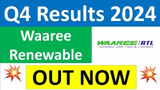 WAAREE RENEWABLE Q4 results 2024  WAAREE RENEWABLE TECHNOLOGIES results today  WAAREE Share News [upl. by Ociram]