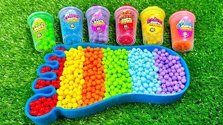 Satisfying Video l How to Make Rainbow Lollipop Slime with Stress Balls Cutting ASMR [upl. by Sremmus]