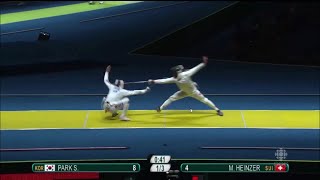 Epee Fencing  Strategies  Duck and point  Park S vs Heinzer M [upl. by Irtak]