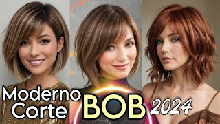 CABELLO DE MODA 2024 ESTILO BOB en Todas sus Versiones Ideal para MUJERES de toda edad Moda Mujer [upl. by Cordier358]