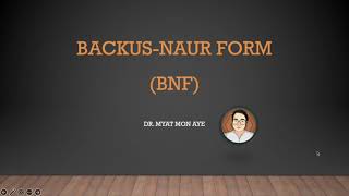 Lecture 11  Backus Naur Form [upl. by Coh24]