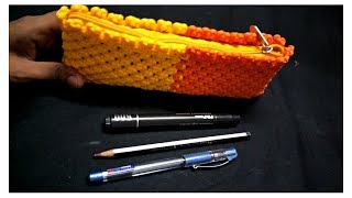 diy macrame pencil  pen pouch for school children [upl. by Swetlana]