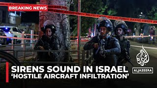 ‘Hostile aircraft infiltration’ sirens sound in Israel [upl. by Allanson235]