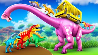 Dinosaur Land Adventures Long Neck Brachiosaurus Bus Rescues Dinosaurs  Jurassic Zoo Vehicles [upl. by Antonio]