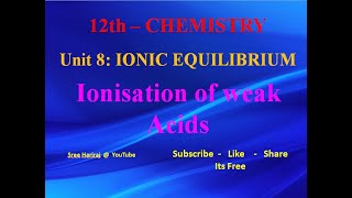 Ionisation of weak Acids  in Tamil  12th Chemistry [upl. by Marabelle]