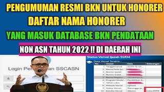 PENGUMUMAN RESMI BKN DAFTAR NAMA HONORER MASUK DATABASE BKN PENDATAAN NON ASN  daerah ini [upl. by Daniele795]