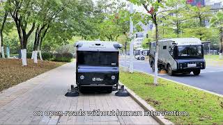 WeRide Unveils Worlds First Level 4 Driverless Sweeper RobosweeperS1 [upl. by Shivers246]