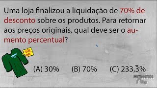 PROBLEMA DE PORCENTAGEM Desconto e Aumento Percentual [upl. by Engamrahc]