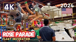 Rose Parade 2024 Float Decoration New Year  Pasadena Los Angeles California 4K USA [upl. by Zebedee]