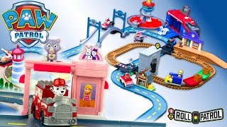 Paw Patrol Roll Patrol MEGA Pack 5 en 1 Pat Patrouille Marcus Marshall Pet Rescue Jouet Toy Review [upl. by Olivette858]