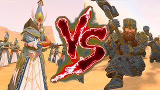 Swordmasters of Hoeth VS Hammerers Grudge Settlers Total War Warhammer 3 [upl. by Arbed]