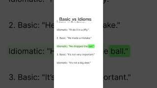 Basic english vs idioms english learning shorts shortvideo short viralvideo video reels [upl. by Aicelf]