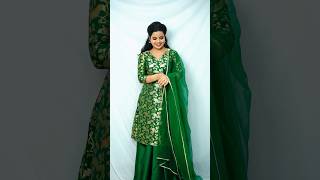 Banarasi Saree Into Dress 💚😍❤️ shortsvideo dressup fashion outfit sareeintodress explore [upl. by Doretta375]