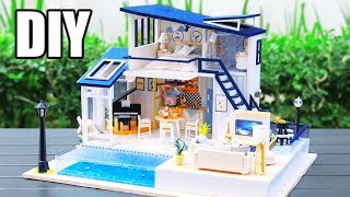 DIY Miniature Dollhouse Kit  The Legend Of The Blue Sea  Blue Villa  Relaxing Satisfying Video [upl. by Petrina675]