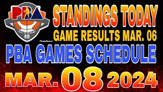 PBA Standings today as of March 06 2024  PBA Game Results  PBA Schedule March 08 2024 [upl. by Gyatt]