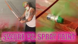 NINJA SWORD VS SPRAY PAINT CANS [upl. by Osrick791]