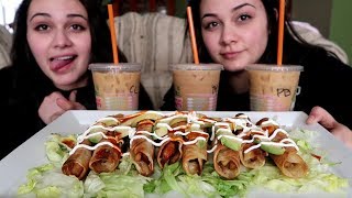 Flautas MUKBANG amp Dunkin Donuts NEW Girl Scouts flavors [upl. by Stander]