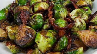 Crispy Balsamic Bacon Brussel Sprouts Recipe [upl. by Pen]