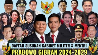 DAFTAR SUSUNAN KABINET MILITER amp MENTRI KABINET PRABOWO GIBRAN 2024 2025 [upl. by Nieberg]