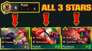 ALL PUNK 3 ⭐⭐⭐ WITH 6 PUNKS  VI  JINX  TWITCH  PANTHEON  TFT SET 10 [upl. by Aicilanna]