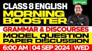 Class 8 English  Morning Booster  Model Question Paper Discussion  Xylem Class 8 [upl. by Ojeillib]