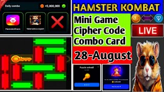 Hamster Kombat Daily Mini 28 August  New Daily Mini Game 28 August  Daily Mini Hamster Kombat [upl. by Yejus]