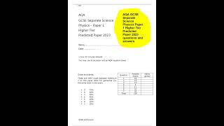 AQA GCSE Separate Science Physics Paper 1 Higher Tier Predicted Paper 2023 questions and answers [upl. by Akcirehs851]