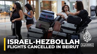 Flights at Beirut airport have been cancelled or delayed due to IsraelHezbollah tensions [upl. by Ellinehc967]