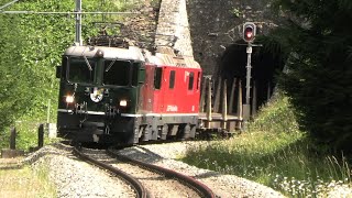 Rhätische Bahn  Grün und Chrom  Güterzüge am Albula Juli 2024 [upl. by Attenev]