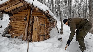 My daily lifeSurvival in my snowcovered house my outdoor wooden cabin [upl. by El]