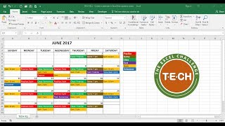 TECH011  Create a calendar in Excel that automatically updates colors by event category [upl. by Eelaras]