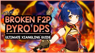 INSANE F2P DAMAGE  Xiangling BuildGuide • Artifacts Weapons Teams Showcase  Genshin Impact [upl. by Nissy]