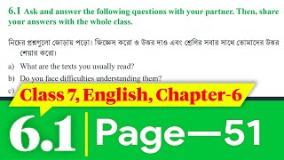 Class 7 English Chapter 61  Class 7 English Page 51  সপ্তম শ্রেণির ইংরেজি ৫১ পৃষ্ঠা [upl. by Philipson]