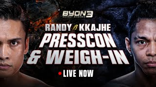 RANDY VS KKAJHE  WEIGH IN amp PRESS CONFERENCE BYON COMBAT SHOWBIZ VOL 3 [upl. by Alorac244]