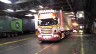 McConaghy Scania going onto the birkenhead boat [upl. by Ahsinac]