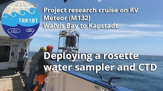 RV Meteor Cruise M132  Deploying a rosette water sampler and CTD [upl. by Cilegna]