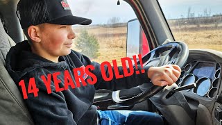 First Semi Trucking Lesson  Hauling Corn on the Farm [upl. by Rosenkranz]