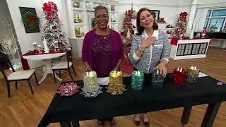 3Wick Illuminated 7quot Crackle Glass Candle by Valerie on QVC [upl. by Adriaens]