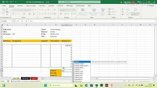 FACTURE EXCEL AVEC SAISIE AUTOMATIQUE [upl. by Dirrej]