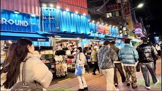 4K Walking in Hongdae on Friday Evening Seoul Korea Tour [upl. by Ikuy]