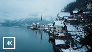 Snowy Scenic Walk in Hallstatt Austria Morning Binaural Winter Sounds ❄️ [upl. by Honig]