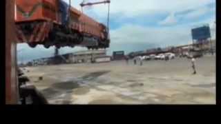 Crane Dropping Locomotive  Fail must see [upl. by Refinnaj]